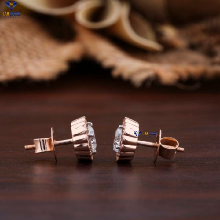 1.71 TDW Round Cut Diamond Stud Earring