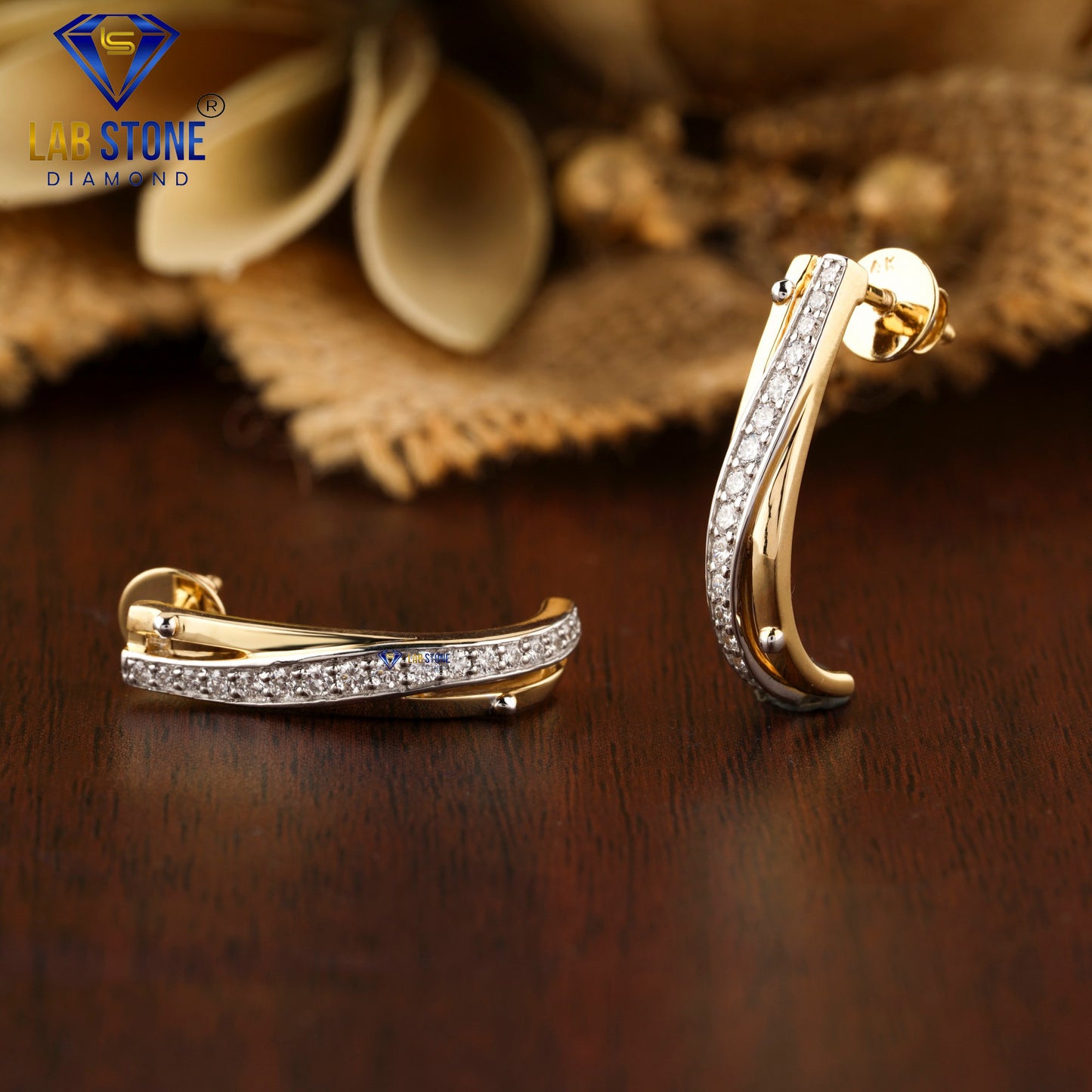 0.434 TDW Round Cut Diamond Hoop Earring