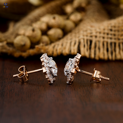 2.09 TDW Round Cut Diamond Stud Earrings