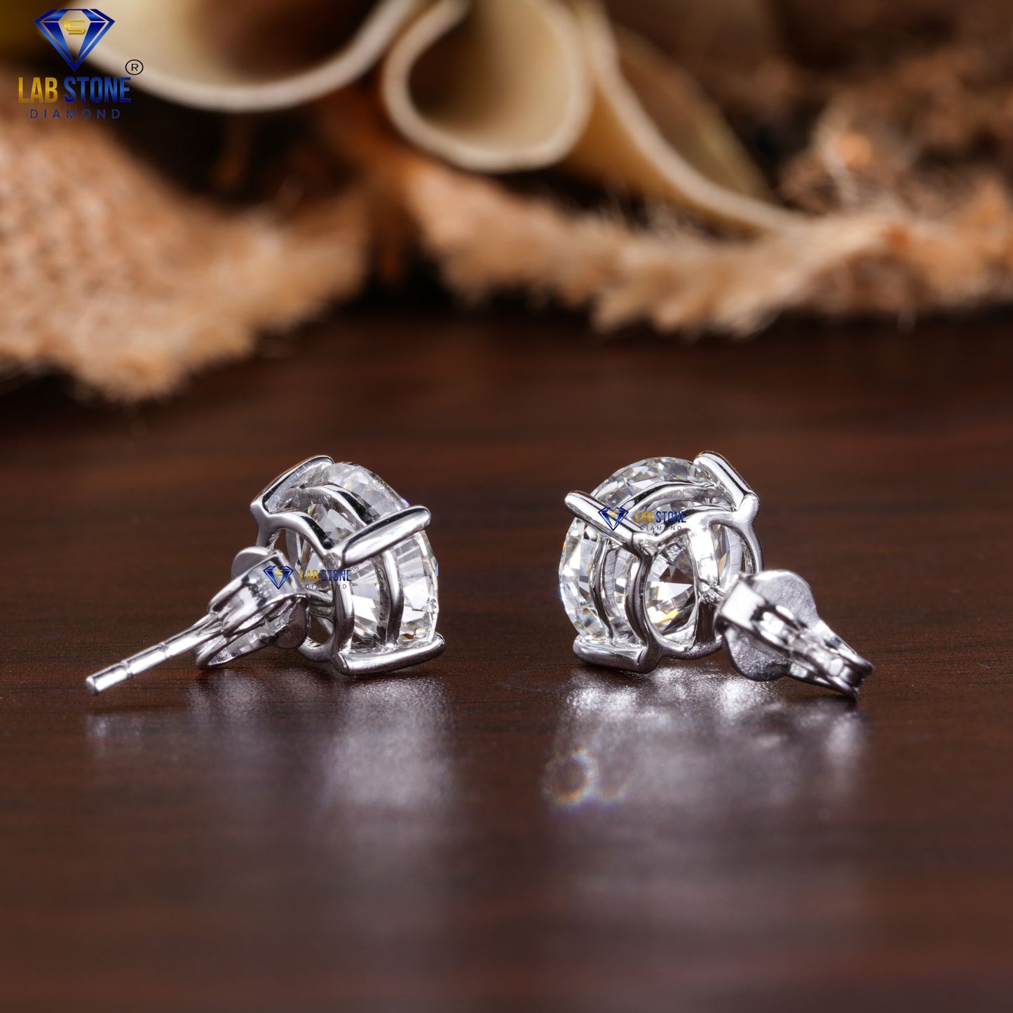 4.00 TDW Round Cut Diamond Stud Earrings