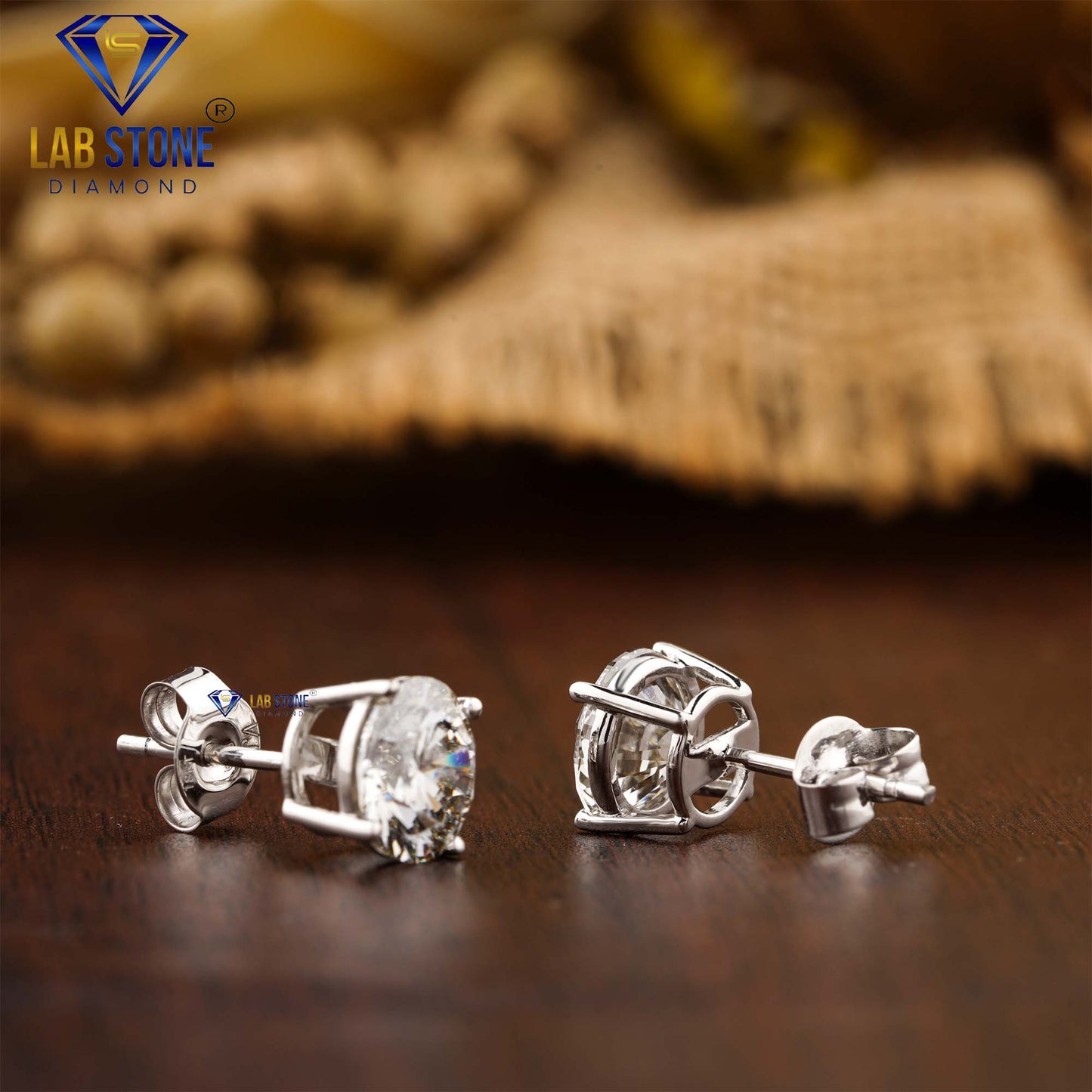 2.09 TDW Round Cut Diamond Solitaire Stud Earring