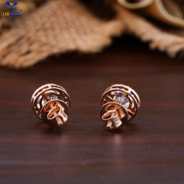 1.58 TDW Round Cut Diamond Stud Earrings