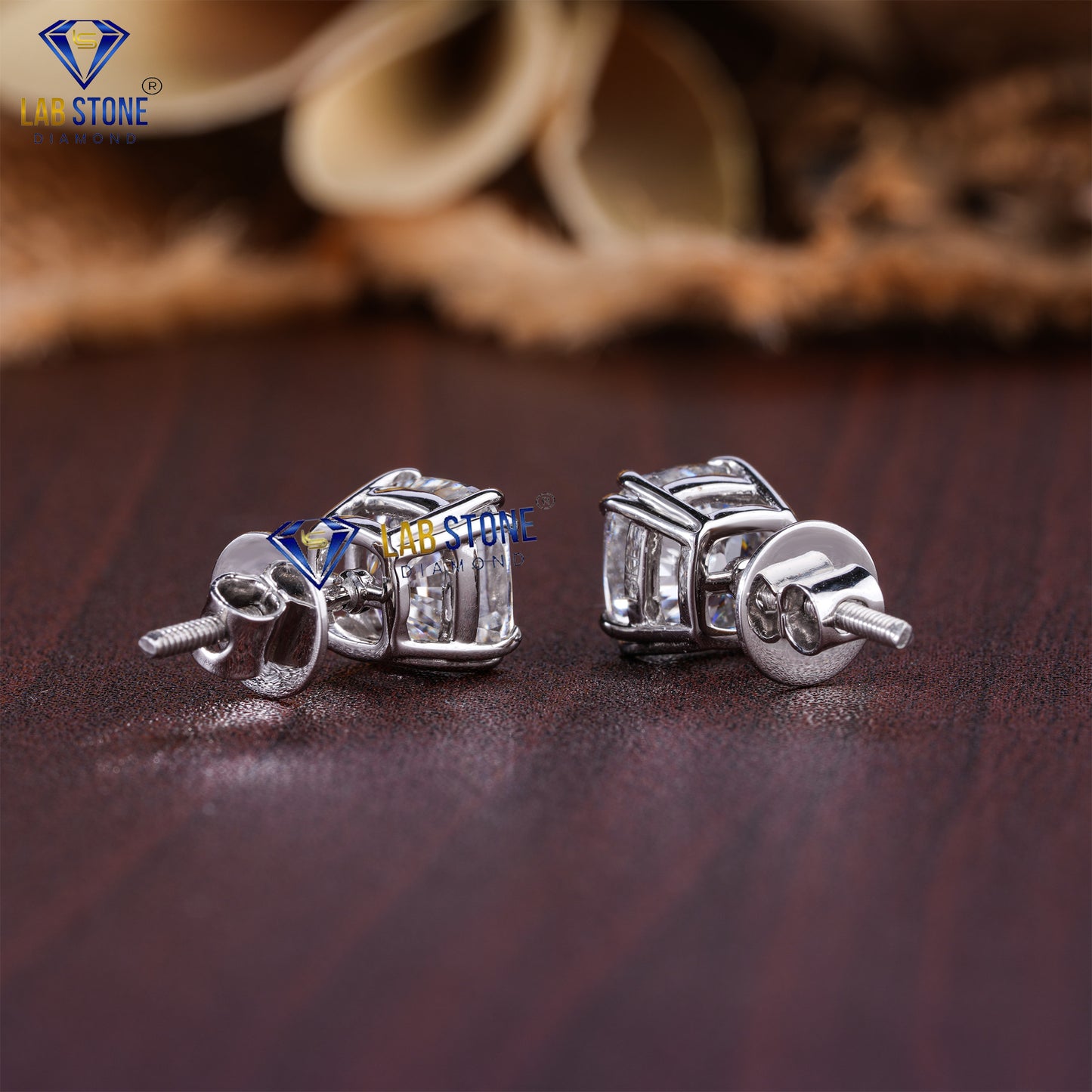 2.24 TDW Cushion Cut Diamond Stud Earrings