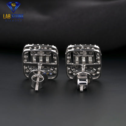 1.55 TDW Baguette & Round Cut Diamond Stud Earrings