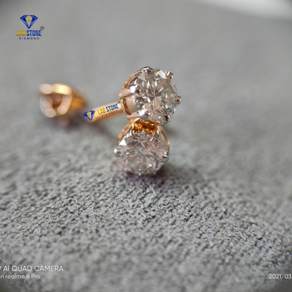 0.60 TDW Round Cut Diamond Stud Earrings
