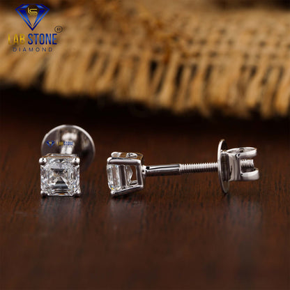0.72 TDW Asscher Cut Diamond Stud Earrings