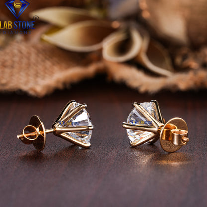 10.00 TDW Round Cut Diamond Solitaire Stud Earring