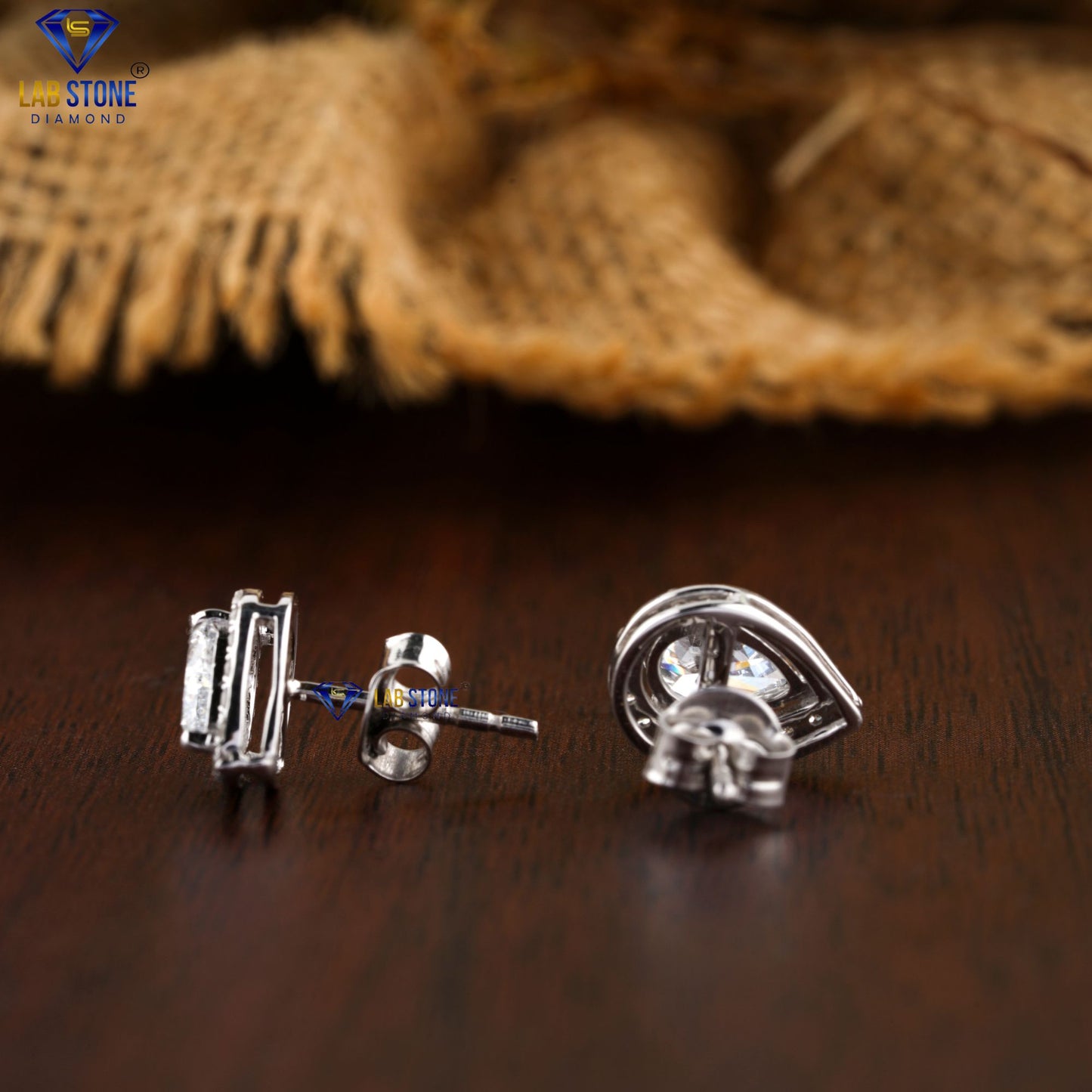 1.76 TDW Round & Pear Cut Diamond Stud Earring