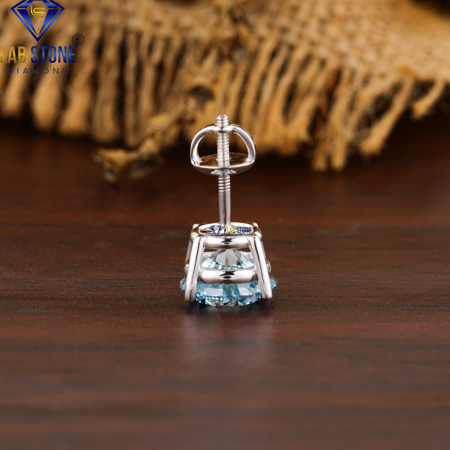 2.50 TDW Blue Round Diamond Stud Earrings