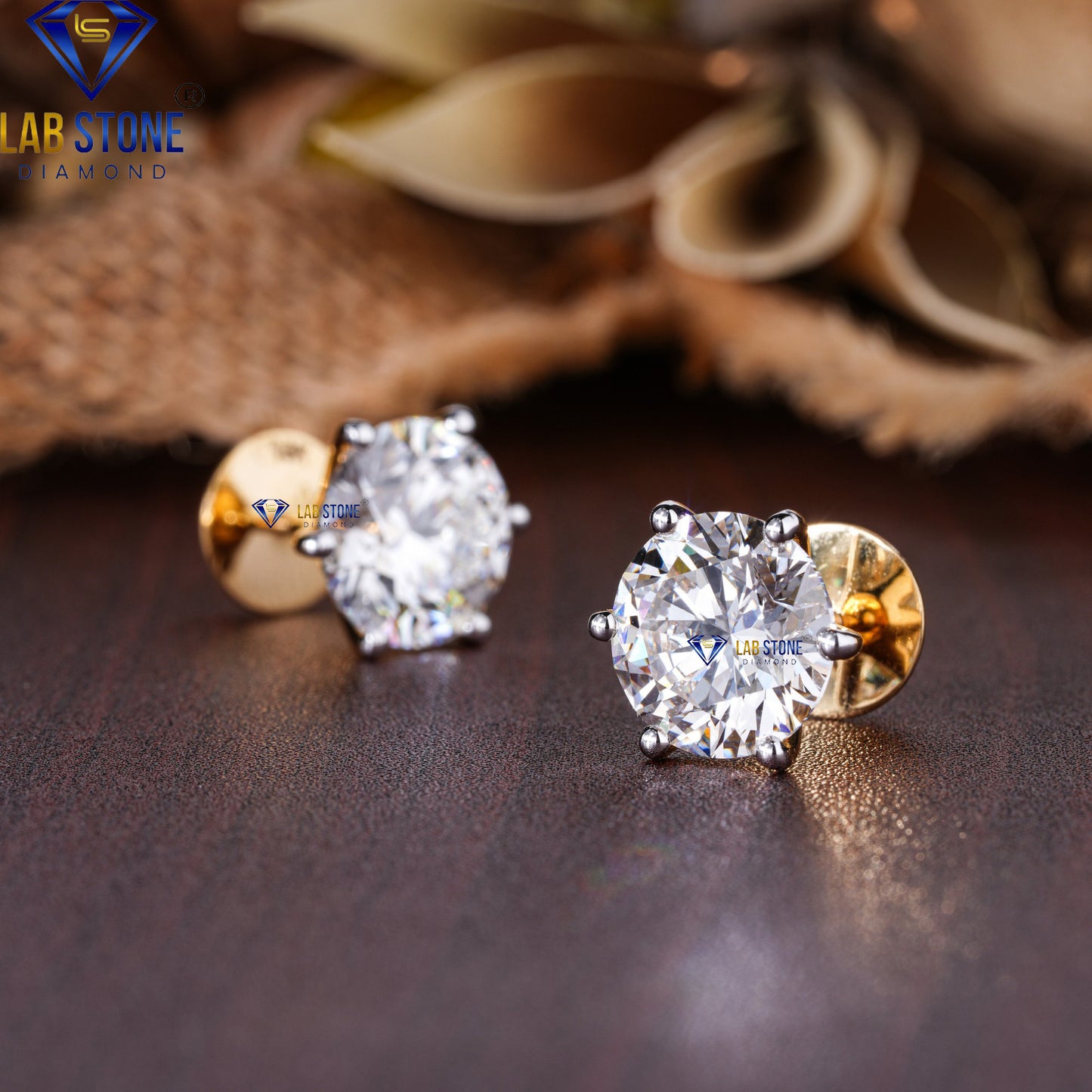 10.00 TDW Round Cut Diamond Solitaire Stud Earring