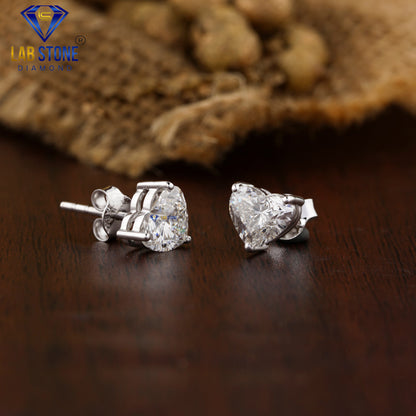 1.40 TDW Heart Cut Diamond Solitaire Stud Earring