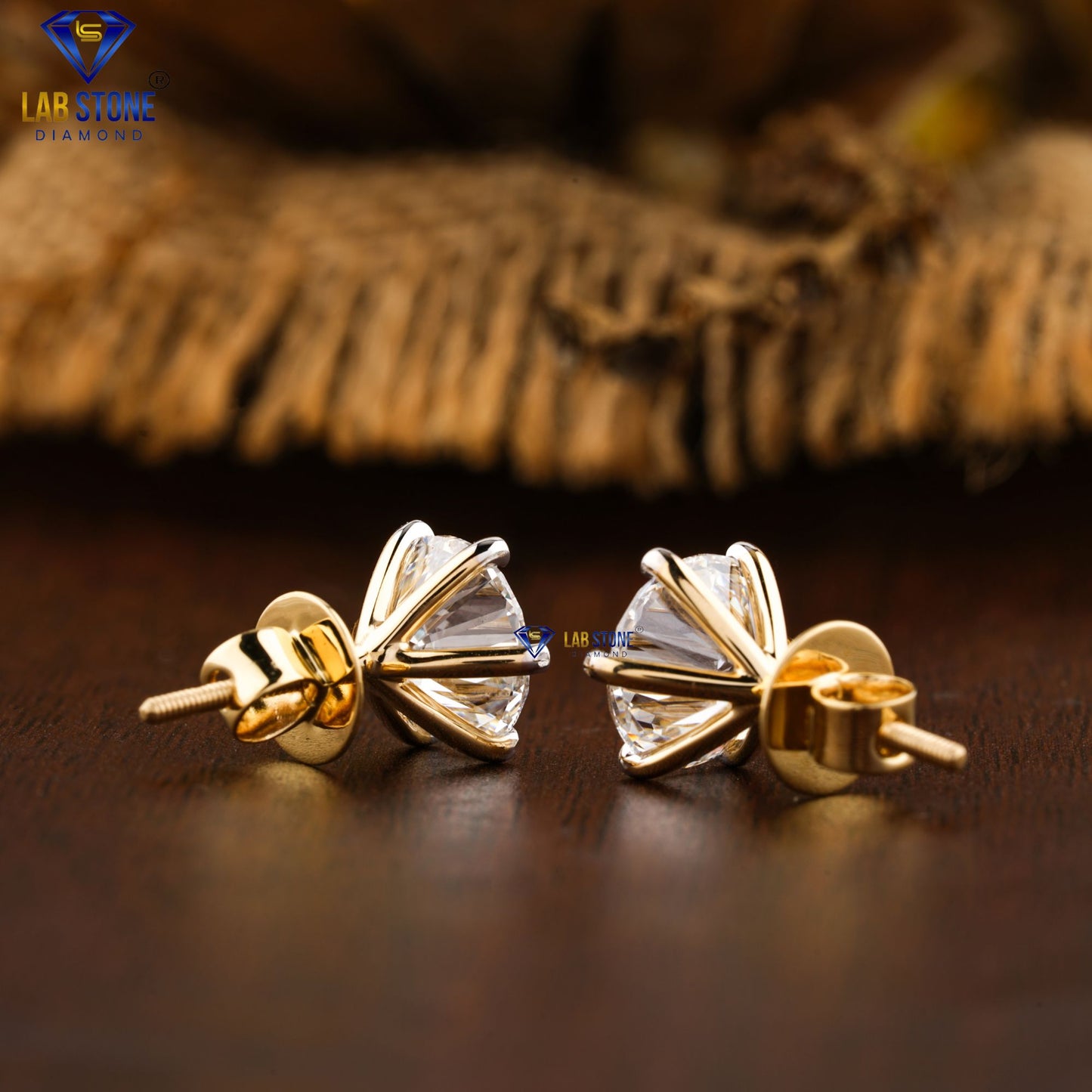 2.00 TDW Round Cut Diamond Solitaire Stud Earrings