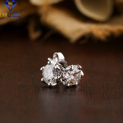 0.88 TDW Round Cut Diamond Solitaire Stud Earrings