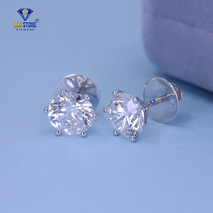 1.60 TDW Round Cut Diamond Stud Earrings