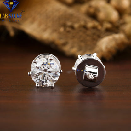 1.04 TDW Round Cut Diamond Solitaire Stud Earrings