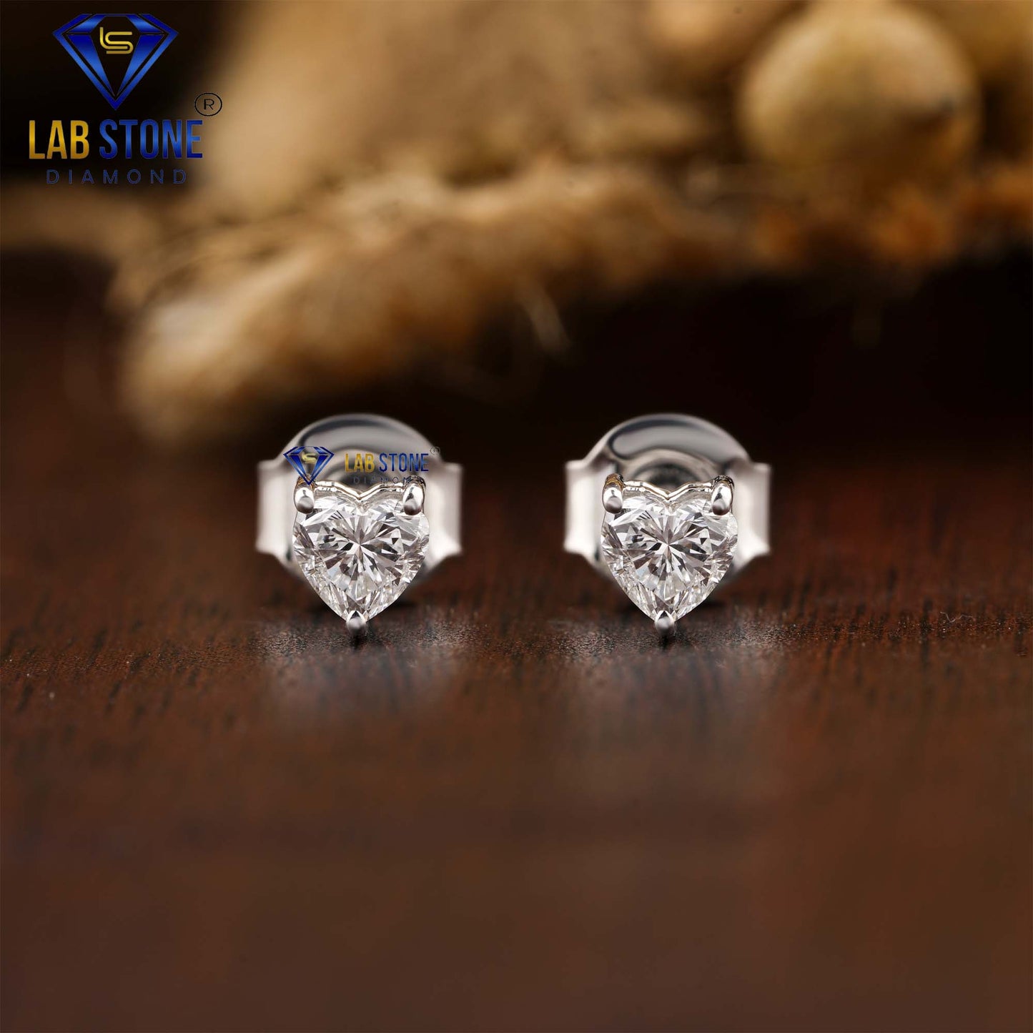 1.00 TDW Heart Cut Diamond Stud Earring