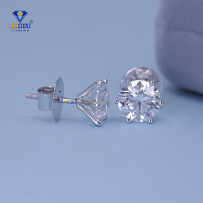 1.60 TDW Round Cut Diamond Stud Earrings