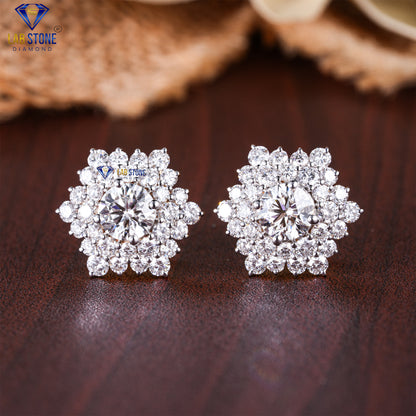 3.08 TDW Round Cut Diamond Stud Earrings