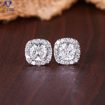 2.66 TDW Cushion & Round Cut Diamond Stud Earrings