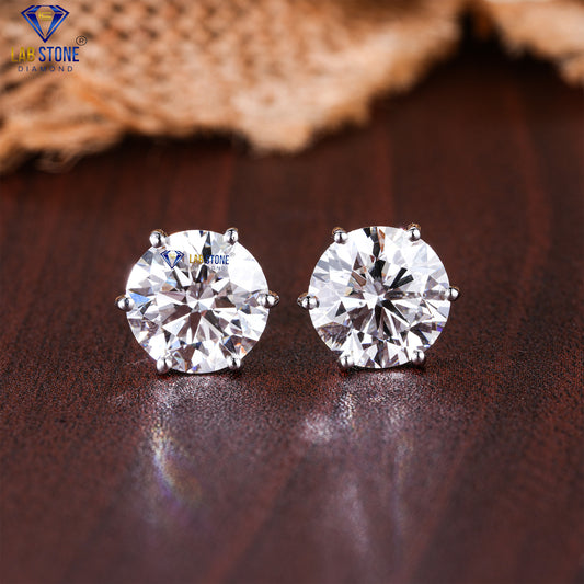 2.38 TDW Round Cut Diamond Stud Earrings