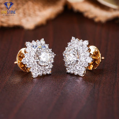 3.08 TDW Round Cut Diamond Stud Earrings