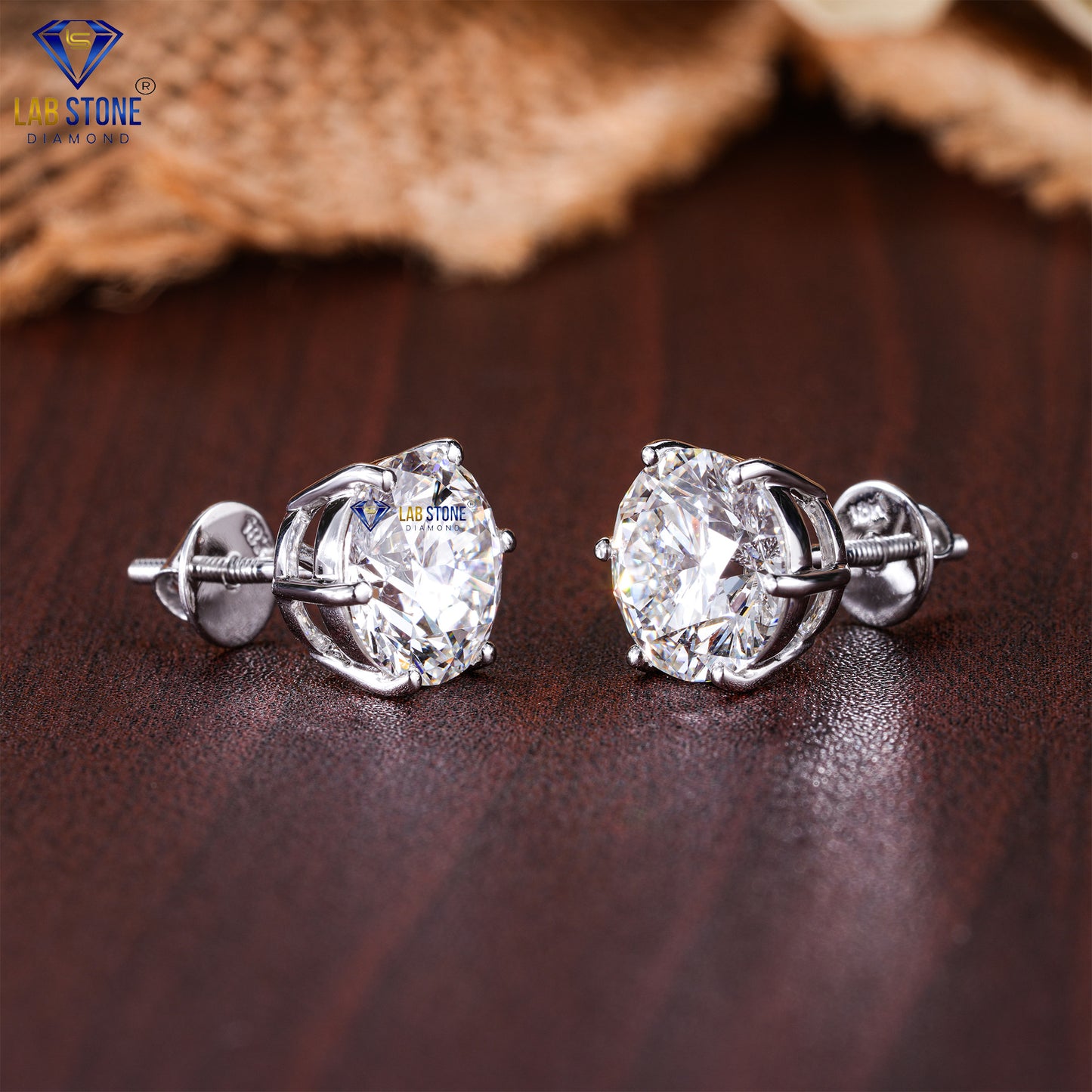 2.38 TDW Round Cut Diamond Stud Earrings