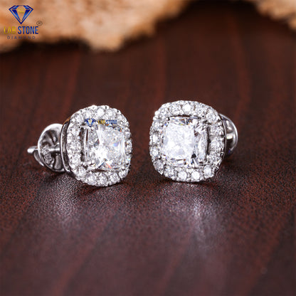 2.66 TDW Cushion & Round Cut Diamond Stud Earrings