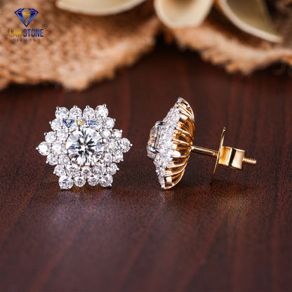 3.08 TDW Round Cut Diamond Stud Earrings