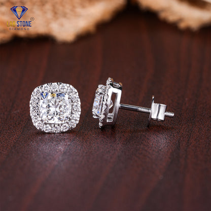 2.66 TDW Cushion & Round Cut Diamond Stud Earrings