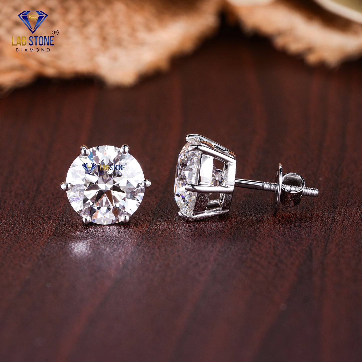 2.38 TDW Round Cut Diamond Stud Earrings