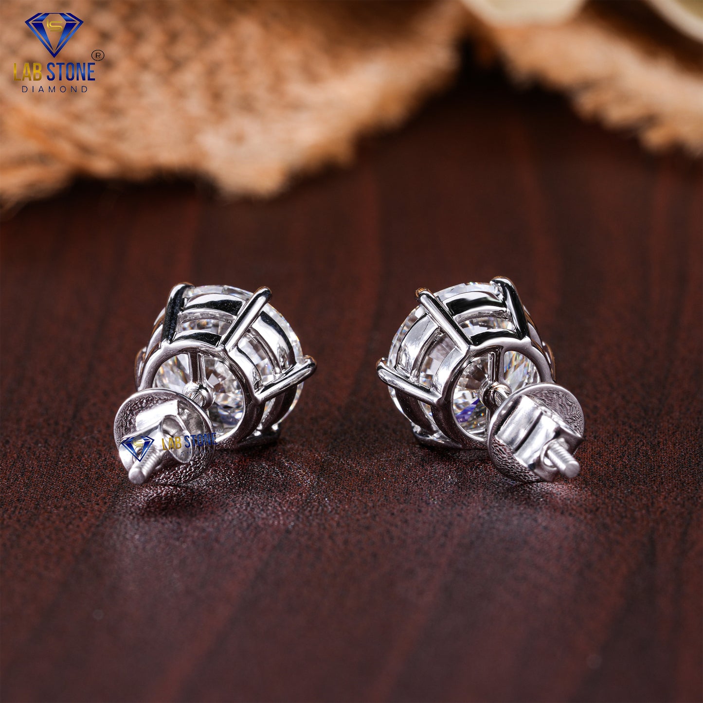 2.38 TDW Round Cut Diamond Stud Earrings