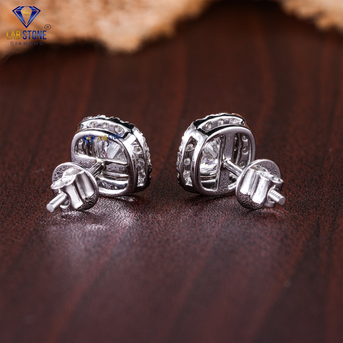 2.66 TDW Cushion & Round Cut Diamond Stud Earrings