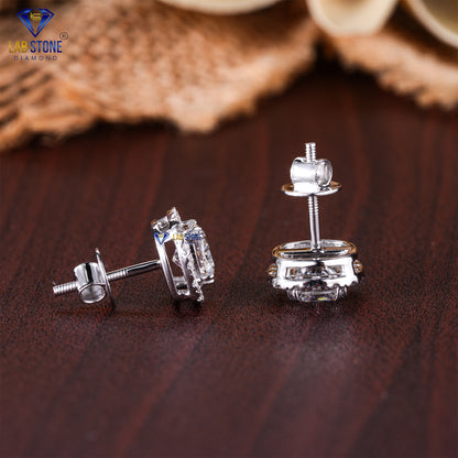 2.66 TDW Cushion & Round Cut Diamond Stud Earrings
