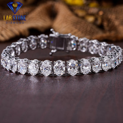 9.90 TDW Oval Cut Diamond Tennis Bracelet