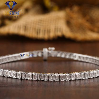 7.59 TDW Emerald Cut Diamond Tennis Bracelet