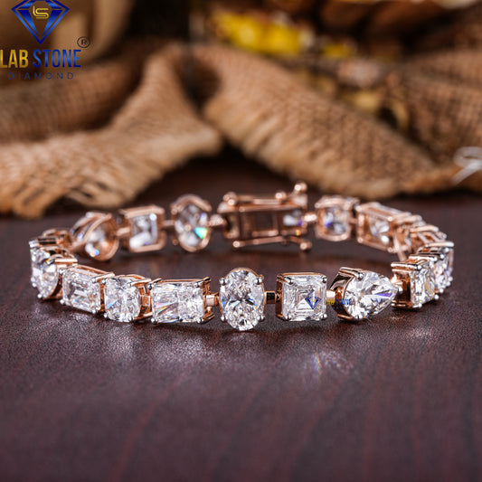 17.26 TDW Emerald, Princess, Oval, Asscher, Pear, Heart & Round Cut Diamond Slider Bracelet