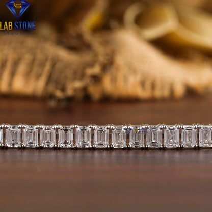 4.06 TDW Emerald Cut Diamond Tennis Bracelet