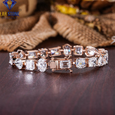 17.26 TDW Emerald, Princess, Oval, Asscher, Pear, Heart & Round Cut Diamond Slider Bracelet