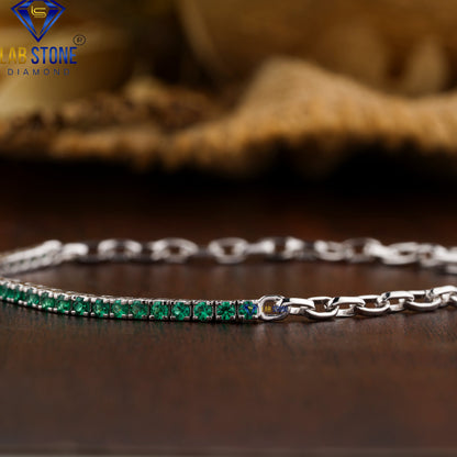 0.90 TDW Green Round Gemstone Tennis Bracelet