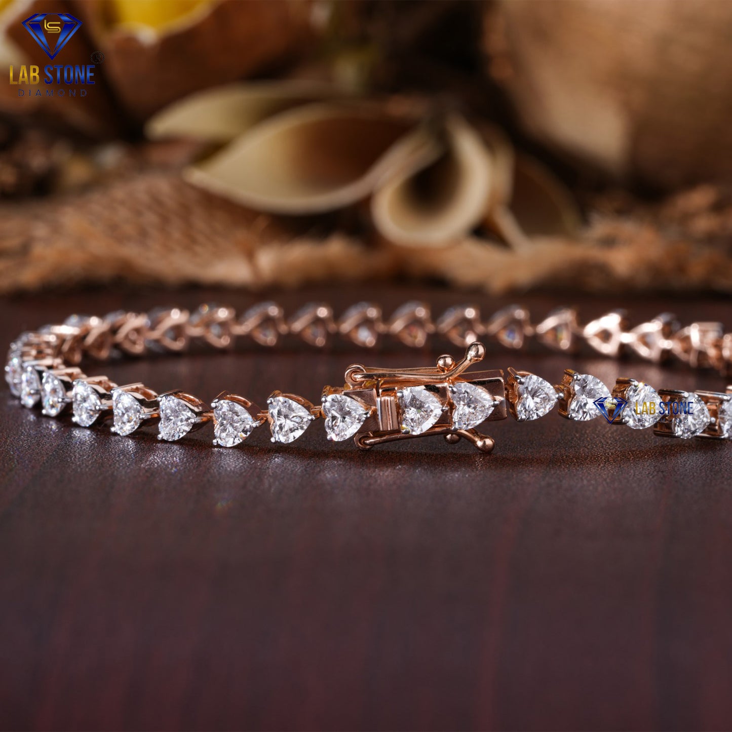 4.44 TDW Heart Cut Diamond Tennis Bracelet