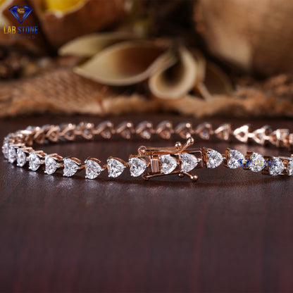 4.44 TDW Heart Cut Diamond Tennis Bracelet