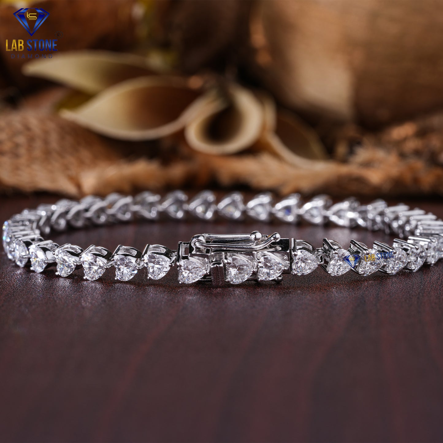 4.44 TDW Heart Cut Diamond Tennis Bracelet
