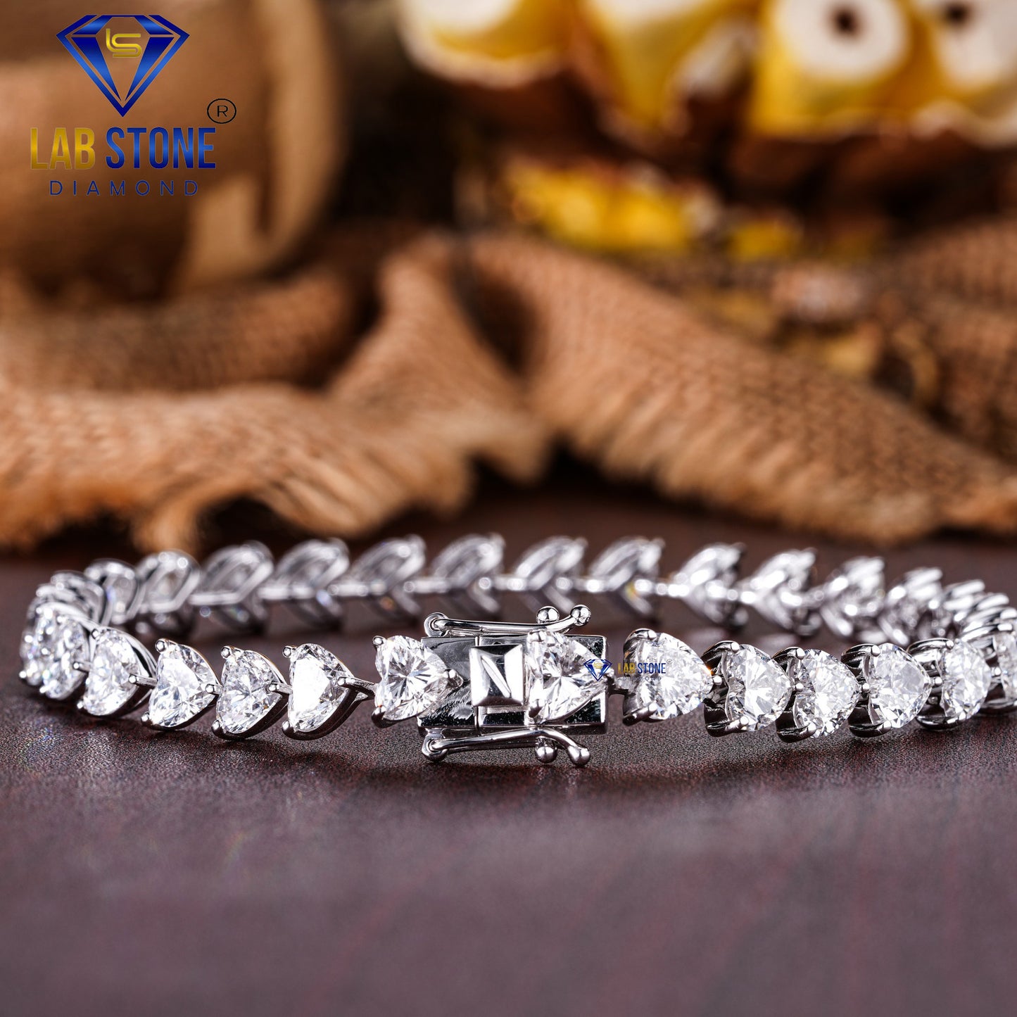4.40 TDW Heart Cut Diamond Tennis Bracelet