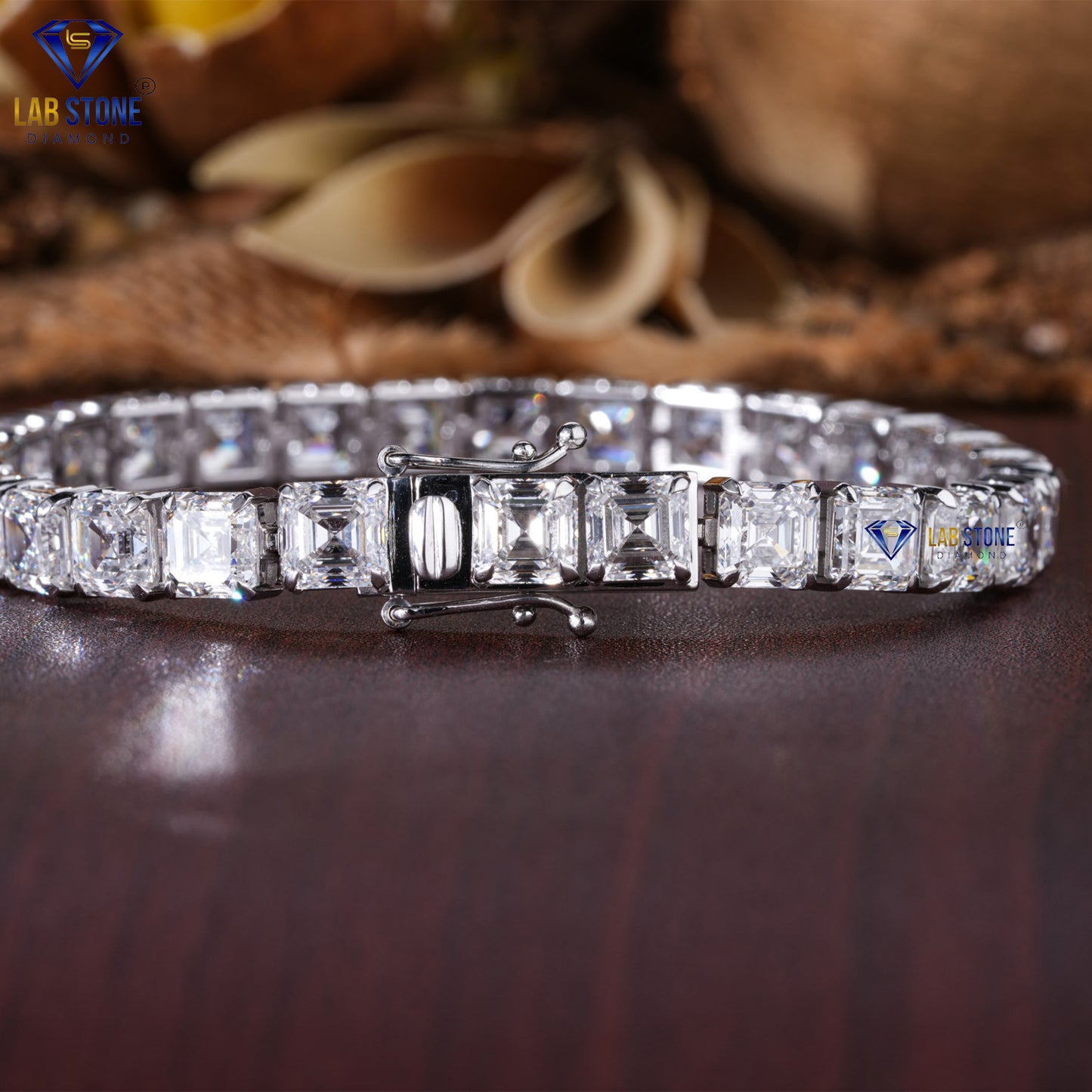 29.01 TDW Asscher Cut Diamond Tennis Bracelet