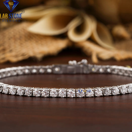 5.20 TDW Round Cut Diamond Tennis Bracelet