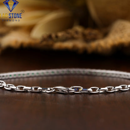 0.90 TDW Green Round Gemstone Tennis Bracelet