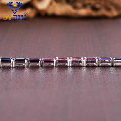 5.70 TDW Baguette Cut Gemstone Women's Tennis Bracelet