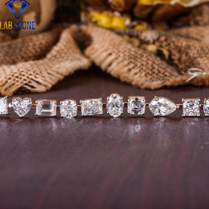17.26 TDW Emerald, Princess, Oval, Asscher, Pear, Heart & Round Cut Diamond Slider Bracelet