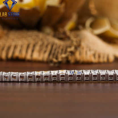 4.06 TDW Emerald Cut Diamond Tennis Bracelet