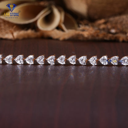 4.44 TDW Heart Cut Diamond Tennis Bracelet